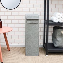 20 cm Smalle Wasmand met Deksel - 50L Opbergbox Grijs — thumbnail 5