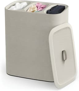 SP® Wasmand - 3L - Wasmand Met Deksel - Wassorteerder - Beige - 40cm x 60cm x 71cm — thumbnail 1