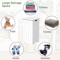 SureDeal® - Wasmand - Wasserij Kast Vrijstaande - Bovendeksel Eigentijdse Stijl - 30x30x61 cm - Wit — thumbnail 4