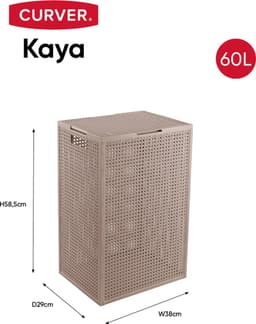 Curver Kaya Wasmand met deksel - 60L - 2 stuks - 38x29x58,5 cm - Warm Taupe — thumbnail 2