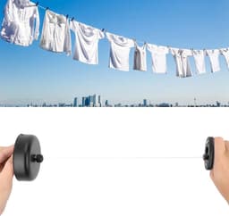 Intrekbare Waslijn - Waslijn Zwart - Kleding Drogen - 304 Roestvrij Staal - 9.2 cm Diameter - Zwart — thumbnail 3