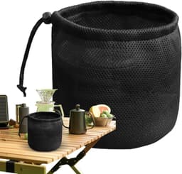 Wasknijper Tas - Waslijn Accessoire - Outdoor Opslag - Ventilerend Gaas - 14x16cm - Zwart — thumbnail 1