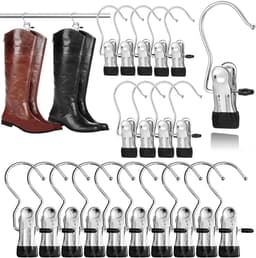 Kleerhanger Clips - Wasknijpers RVS - Opbergen Kleding - 360 Graden Draaibaar - 20 stuks - Zwart — thumbnail 1