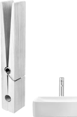 Houten Wasknijpers - Grote Knijpers Wandhaken - Handdoeken Ophangen - Schadevrije Montage - 30 cm - Wit — thumbnail 5