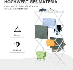 Droogtoren Inklapbaar 8 Laags 74 X 35 X 144 Cm Metaal Abs Wit Voor Compact Wassen En Ruimtebesparend Drogen — thumbnail 2