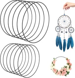 Ringen voor Handwerken - Set van 12 DIY Dromenvanger Ringen van 10 cm en 15 cm - Hoge Kwaliteit Roestbestendig Metaal voor Creatieve Projecten, Versieringen en Geschenken — thumbnail 1
