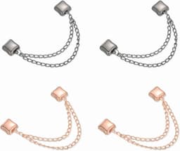 Wasknijpers, vierkante klemmen met ketting, kledingklemmen, hijab-magneten, kleding, sjaals, benen, broeken, broches, roségoud/zwart — thumbnail 1