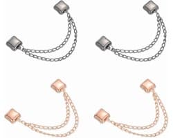Wasknijpers, vierkante klemmen met ketting, kledingklemmen, hijab-magneten, kleding, sjaals, benen, broeken, broches, roségoud/zwart