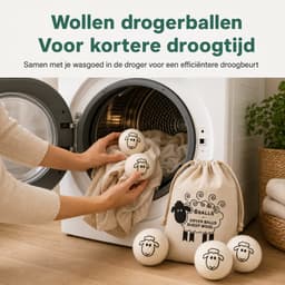 Drogerballen - 6 Stuks - Herbruikbare Wasdrogerballen - 100% Schapenwol - 7 cm - Minder klitten en kreukels - Met Opbergzak - Wit — thumbnail 3