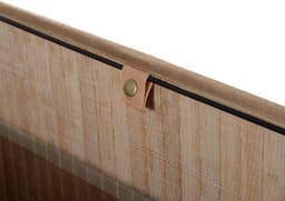 Wasmand - Wasbox - Bamboe wasmand - Wasmand met deksel – 100 Liter – 2 Vakken – Uitneembare waszak - PU handvatten - Badkamer - 52x32x63 cm - 1 Stuk - Natuur — thumbnail 3