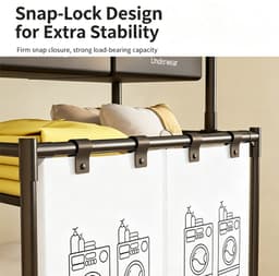 Wasmand - Opbergmand - Dubbele Laag - 4 Compartimenten - 57x44x97 cm - voor Badkamers, Toiletten en Bergingen — thumbnail 5