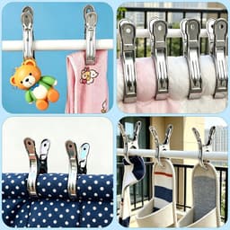 Wasknijpers van roestvrij staal, 9 cm, grote wasknijper, metaal, geschikt voor strandstoelen, dikke dekbedden, kleding en lakens, wasknijpers — thumbnail 2