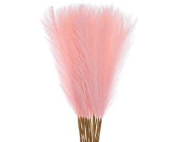 Kunstmatig pampasgras, 55 cm hoog, voor woonkamer, feest, muur, vaas, roze, 30 stuks