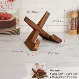 1 stuk - Recepten rek - Platen rek - Platen rek - Boekenrek - Noten rek - Keuken tafel Recepten rek - Platen haak - Stand - Ondersteuning rek - Bruin hout — thumbnail 2
