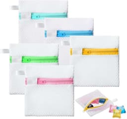 5 Stück Wäschenetz Klein, Mini Waschmaschinenbeutel Mit Reißverschluss, Strapazierfähige Wäschesack Waschmaschine, Wäschezubehör Für Wäscheperlen Feinwäsche Bh Socken(12×12cm) — thumbnail 1