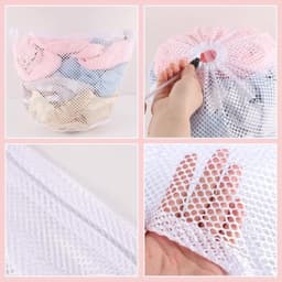 Thijox - 2 Stuks Wasnetten voor Wasmachine 30 x 40 cm - Herbruikbare Grof Mesh Waszakken met Trekkoord voor Blouse Babykleding Beha Ondergoed Sokken - — thumbnail 4