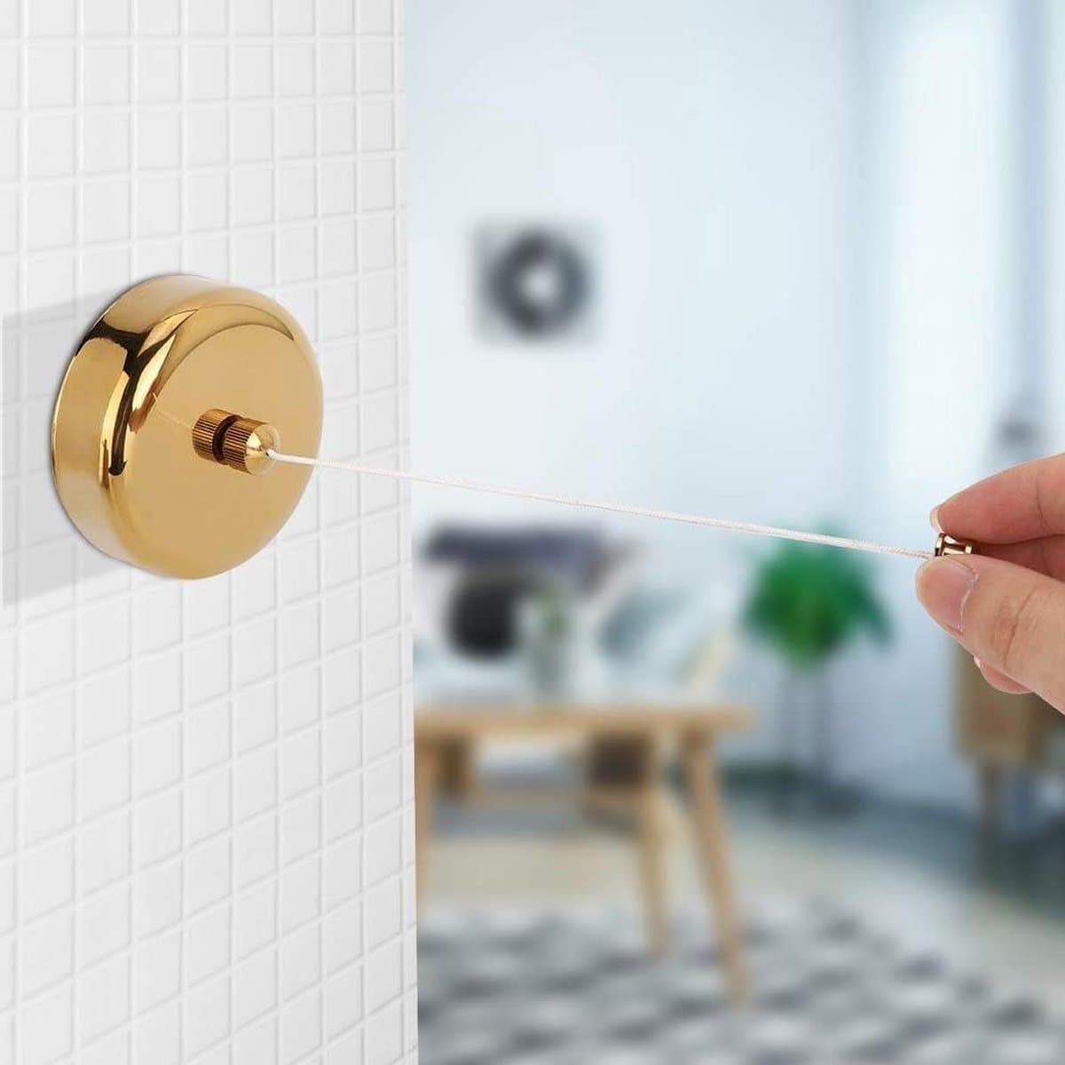 Intrekbare Waslijn - Droogrek Wandmontage - Kleding Drogen - Stevig Wandmontage - 1 meter - Goud — afbeelding 1