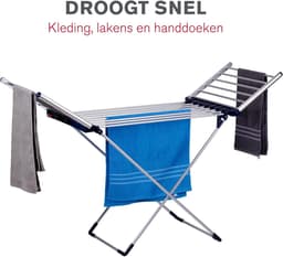 Elektrisch Wasrek - Verwarmd Droogrek - Kleding Drogen - Instelbare Temperatuur - 12 Meter Droogruimte - Grijs — thumbnail 5
