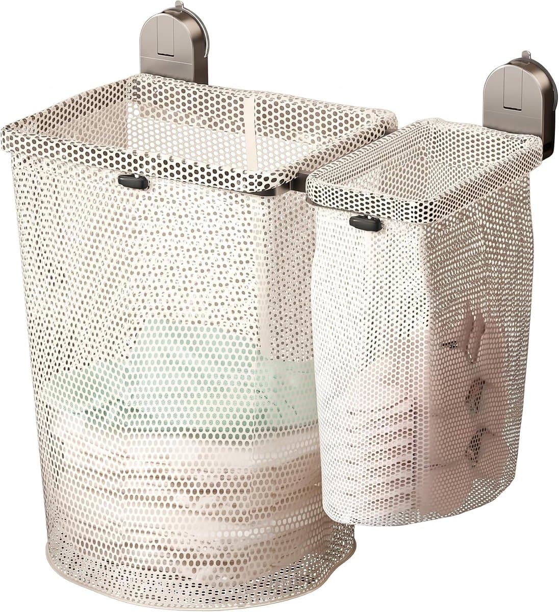 Zuignap Hangende Wasmand van Gaas - Opvouwbaar en Boorvrij - 45x27.8 cm - Geschikt voor Slaapkamer - Badkamer en Studentenkamer - Groot en Klein - Grijs — afbeelding 1