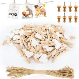 Solidchoice - 120 Mini-Wasknijpers met Jute Koord voor Decoratie — thumbnail 1