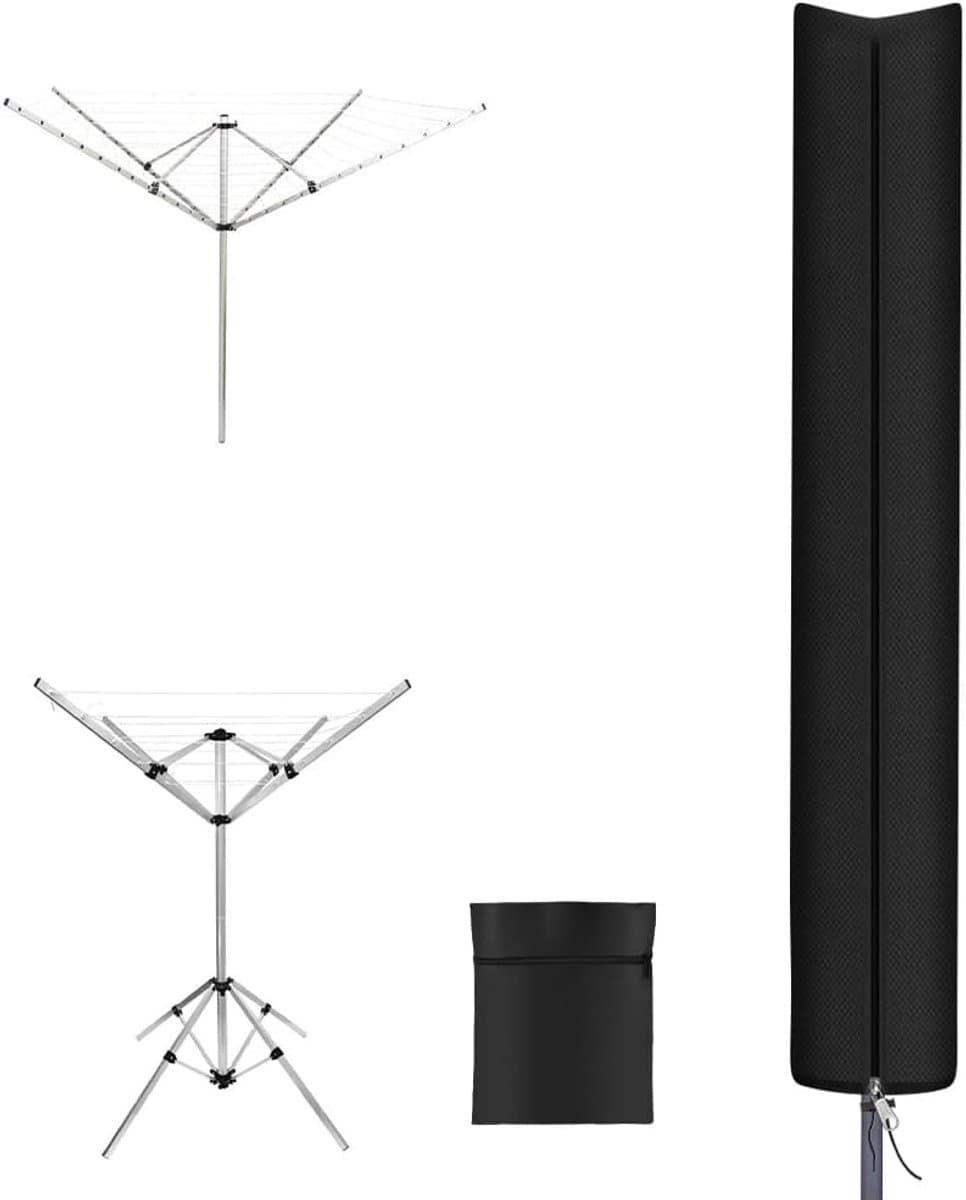 Duurzame Waterdichte Bescherming voor Draaiende Waslijn met Rits en Trekkoord, Weerbestendige Cover voor Tuindroger en Droogrek (180x18x18CM) — afbeelding 1