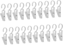 Kunststof Kledinghanger Clips - Washaken Ophangclips - Spullen Ophangen - Sterke Klemkracht - 20 Stuks - Wit — thumbnail 1