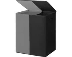 Ploutos® Wasmand 2 Vakken - Luxe Wassorteerder - Dubbele Waszak – Grijs/Zwart - 63cm x 36cm x 68cm