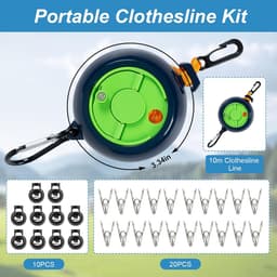 Clothesline Extendible, 10m Portable Camping Clothesline, Outdoor Travel Clothesline Travel Clothesline with 10 Fixed - ShopVlot — thumbnail 5