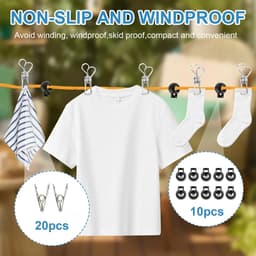 Clothesline Extendible, 10m Portable Camping Clothesline, Outdoor Travel Clothesline Travel Clothesline with 10 Fixed - ShopVlot — thumbnail 3