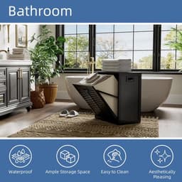 Wasmandkast 63 Liter - Verwijderbare Waszak - Metalen Handgreep - Kantelbaar - Multifunctioneel Opbergproduct - Geschikt voor Keuken/Badkamer - Opbergkast — thumbnail 4