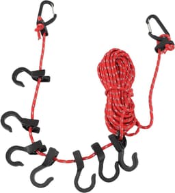 Drooglijn Outdoor - Waslijn Haken - Kamperen Reizen - Verstelbare Lengte - 5 Meter - Rood Reflecterend — thumbnail 3