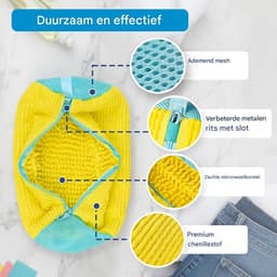 2 waszakken voor sneakers – stevig gaas, ritssluiting, herbruikbaar, voor wasmachine,Schoenwasnet voor alle schoenen – beschermt tegen vervorming en kleurverlies — thumbnail 3