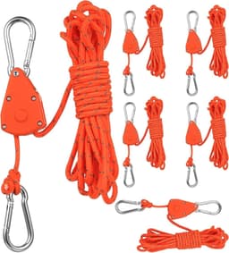 SnelShoppen - Set van 6 Spanningstouwen met Haken, 4 mm x 4 m, Reflecterende Touwtjes met Kabelspanner, Verstelbare Touwtjes voor Kamperen, Tenten, Pl — thumbnail 1