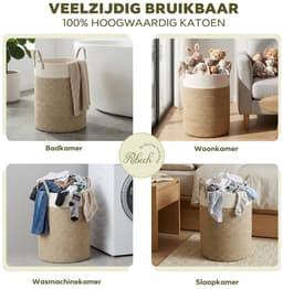 Omgoods - Wasmand van Touw - 58L, Bruin en Wit, Met Handvatten — thumbnail 2