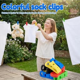 50-delige set sokkenklemmen voor wasmachine en droger, met 1 opbergtas, sokkenhouder wasmachine, sokkenklemmen, wasmachine, sokkenclips, voor dikke sokken, levensmiddelen, foto's — thumbnail 2