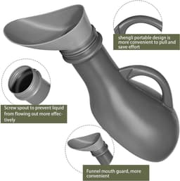 Fles Uniseks Draagbare Urine Fles Toilet met Vrouwelijke Trechter, Lekdichte Reis Mannelijke Plas Flessen 1L Schroefdop Plastic Urine Container voor Vrouwen Mannen Kamperen Tent Noodgeval — thumbnail 3