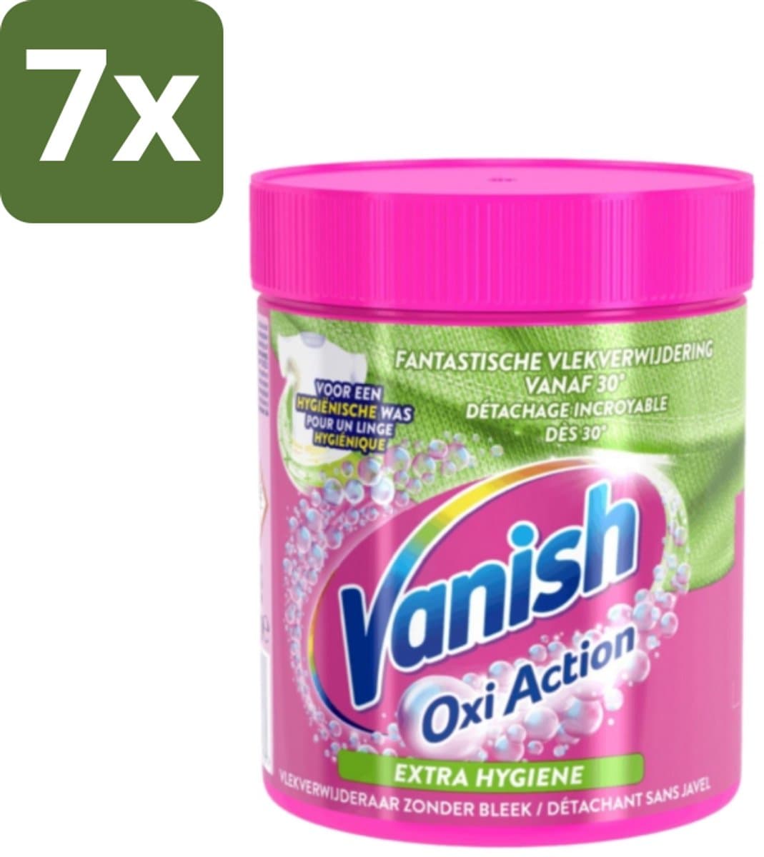 7 x Vanish Oxi Action - Extra Hygiene - Vlekkenverwijderaar Poeder - Zonder Bleek - Gekleurde Was - 470 Gram - Wasmiddel - Vlekverwijderaar - Hygiëne - Gekleurde Was - Wasbeurt — afbeelding 1