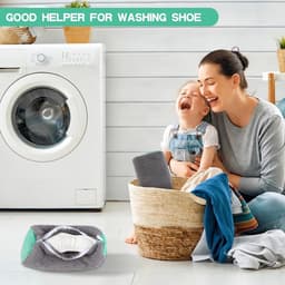 Set van 2 waszakken voor schoenen, optimale bescherming en reiniging, 360° schoonmaak voor alle soorten schoenen, met pluisfilter (grijs) — thumbnail 3