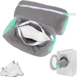 Set van 2 waszakken voor schoenen, optimale bescherming en reiniging, 360° schoonmaak voor alle soorten schoenen, met pluisfilter (grijs) — thumbnail 1