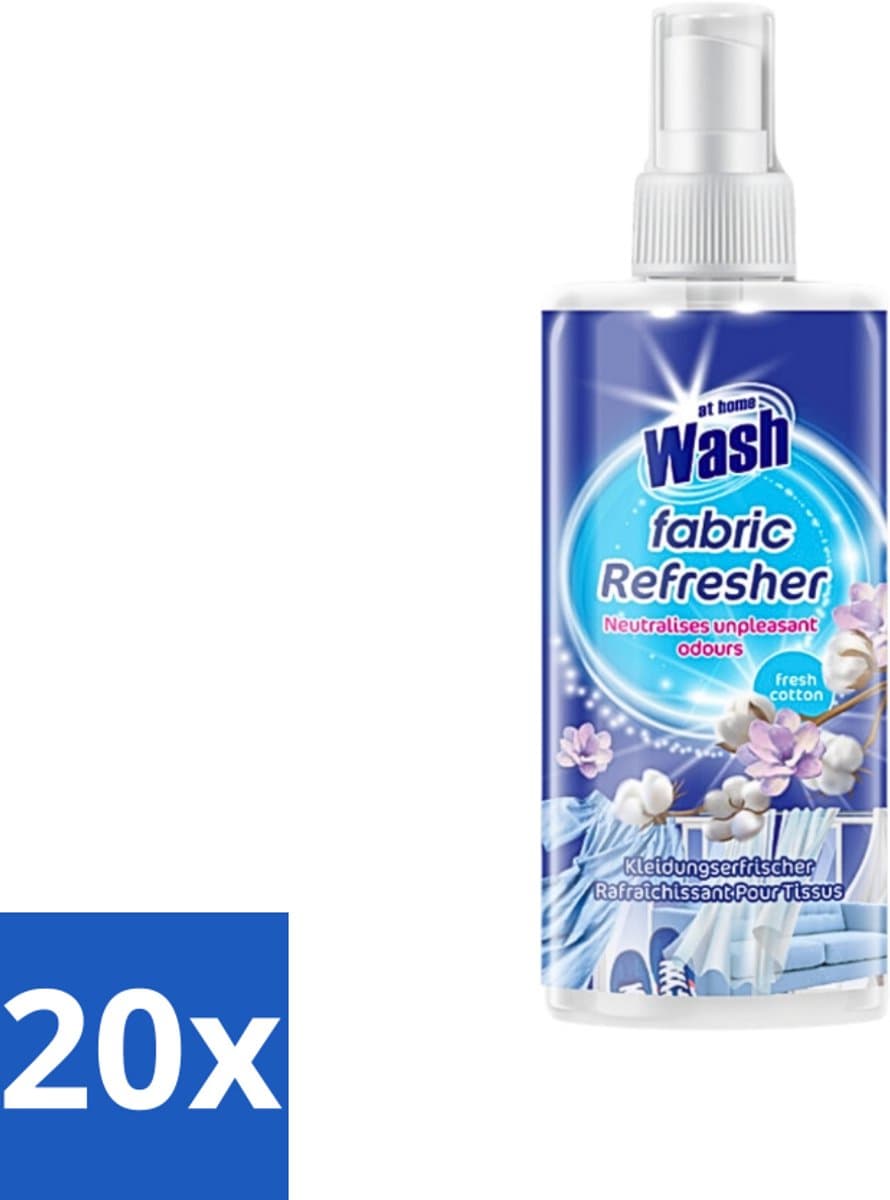 20 x At Home - Wash - Textielverfrisser - Fresh Cotton - Neutraliseert Onaangename Geuren - 300 ml - Voordeelverpakking - 20 stuks — afbeelding 1