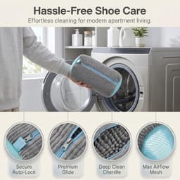 Schoenzak voor Wassen met Rits - Waszak voor Sneakers en Tennisschoenen, Multi Bescherming Grijs, 2 Stuks — thumbnail 2