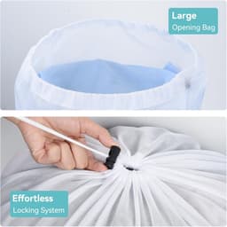 Thijox - 2 Stuks Wasnet Groot 60 x 90 cm, Fijnmazig Wasnet voor Machine, Trekkoordsluiting, Ademend Mesh-Materiaal, Voor Kleding, Gordijnen, Badhanddo — thumbnail 3