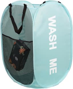 SnelShoppen - Vouwbare Wasmand, Opvouwbare Kledingmand, Pop-up Waszak voor Was, Badkamer, Slaapkamer, Balkon, Studentenhuis, Hotel, Reizen, Blauw — thumbnail 1
