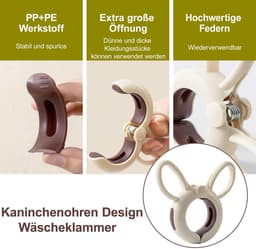 Dailygoods- Wasknijpers 6 Stuks - Winddichte Handdoekklemmen - Grote Strandhanddoekklemmen - Kunststof Wasknijpers - Konijnenoren Ontwerp - Hoogwaardig Materiaal — thumbnail 2
