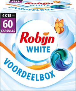 Robijn Wasmiddel - 4-in-1 Wascapsules - Stralend Wit - 4 x 15 stuks - 60 Wasbeurten - Voordeelverpakking — thumbnail 1