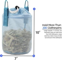 Wasknijper Tas - Kleding Pin Tas - Wasknijpers Opbergen - Trekkoord Sluiting - 25.4 x 20.32 cm - Blauw — thumbnail 5