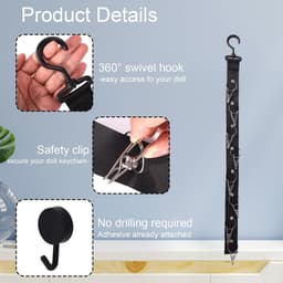 Dailygoods- Poppen Organizer 66 cm - Hangende Knuffeldierketting - 8 Metalen Clips - 2 Extra Haken - Stof/Plastic - Voor Organiseren Speelgoed - Knuffelorganizer — thumbnail 4