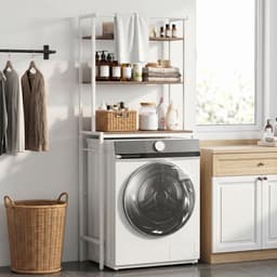 HOMCOM Wasmachinekast - Metaal, spaanplaat - 67 x 40 x 161,8 cm - Bruin en wit — thumbnail 5