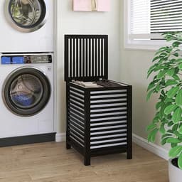 Dubbele Wasmand met Deksel 120L - Bamboe - Uitneembare Binnenzak - 2 Compartimenten - Voor Wasruimte & Slaapkamer — thumbnail 1