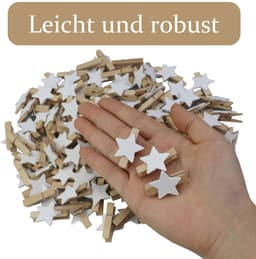 Dailygoods- Sterren Wasknijpers 105 Stuks - Houten Klemmen - Decoratieve Clips - Handwerk Klemmen - Kerstmis Decoratie - Veilig Materiaal — thumbnail 3
